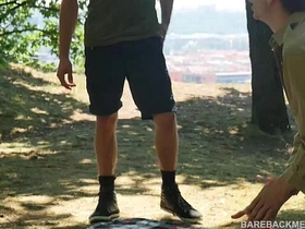 Camp Site Outdoor Bareback Threesome Spit Roast chinese gay thug first time porn