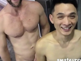 AmateursDoIt - Hung bearded jock fucks tight asian twink bareback gay japanese porn bdsm